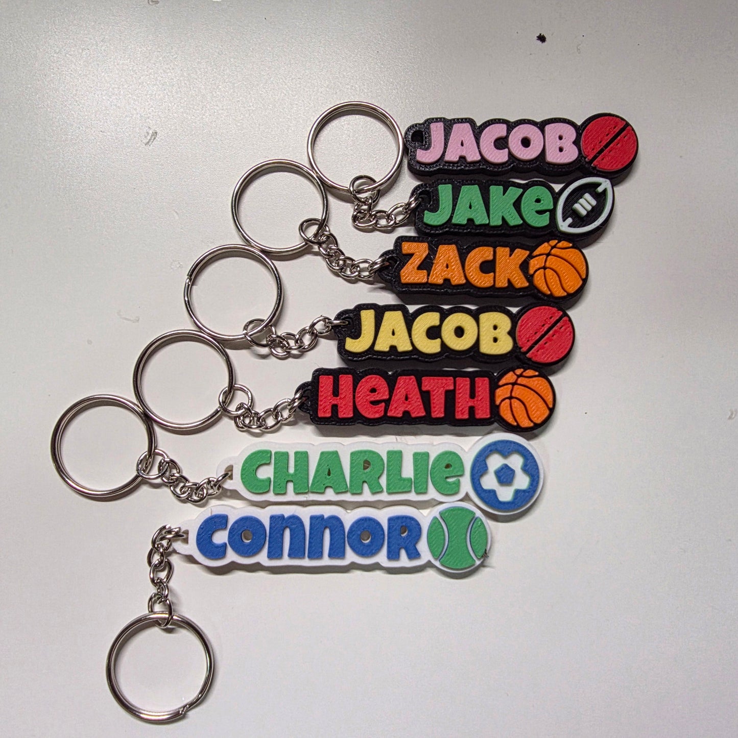 Personalized Sports Keychain – Custom 3D Printed Baseball & Basketball Name Tag
