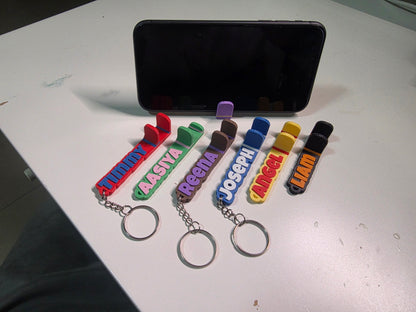Personalized 3D Printed Phone Stand Keychain – Custom Name Mobile Holder