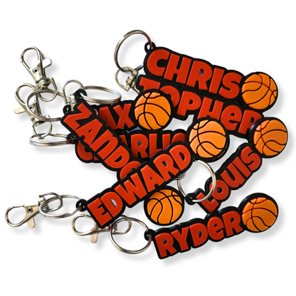 Personalized Sports Keychain – Custom 3D Printed Baseball & Basketball Name Tag