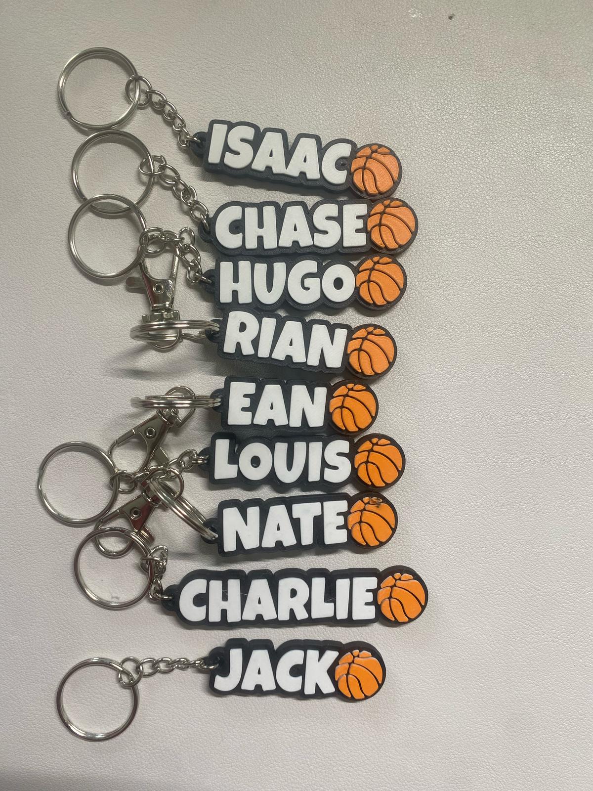 Personalized Sports Keychain – Custom 3D Printed Baseball & Basketball Name Tag