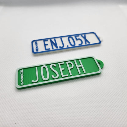 Personalized License Plate Keychain – Custom 3D Printed Number Plate Tag