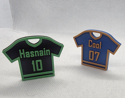 Personalized Jersey Keychain – Custom 3D Printed Name & Number Keyring